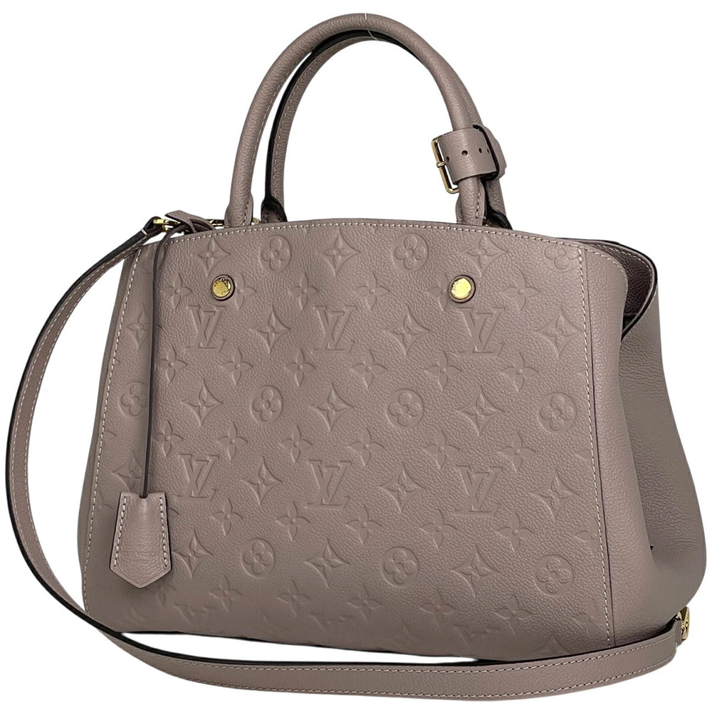 Louis Vuitton Montaigne Shoulder Bag Handbag Monogram Empreinte Taupe Gray Glac